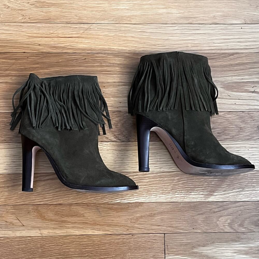 Joie Suede Fringed Ankle Boots - Size 37